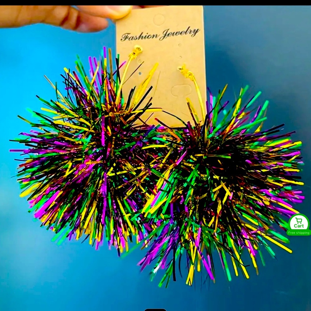 4th of July! Fireworks! Green Purple Pierced Earrings-NWT